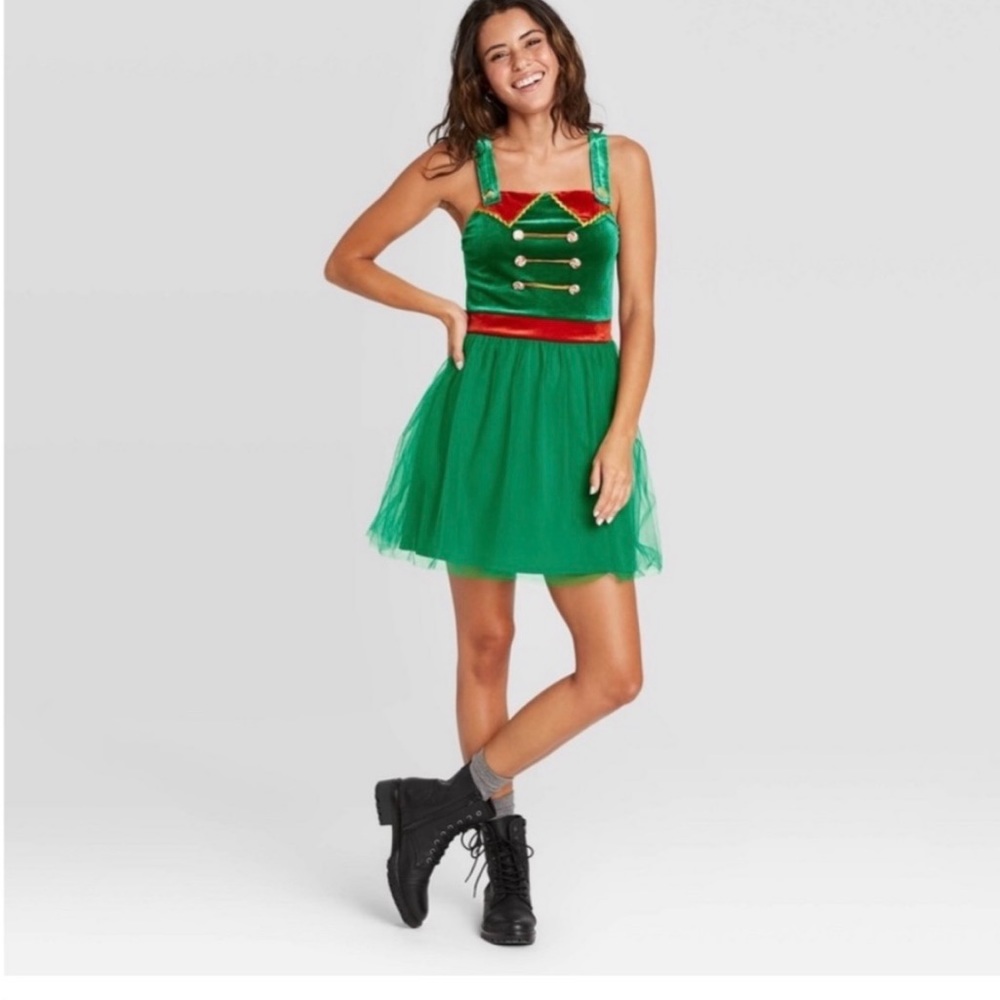 Women’s Ugly Holiday Soldier Tulle Swirl Sleeveless Graphic Dress